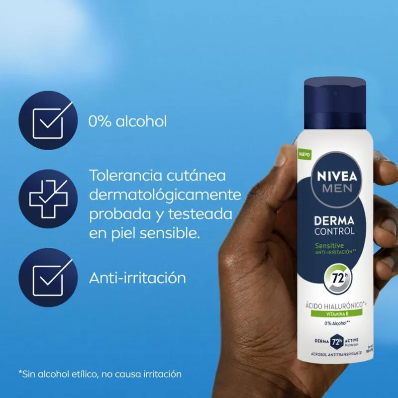 Desodorante Antitranspirante Spray Nivea Men Derma Control X 150 Ml - Imagen 3