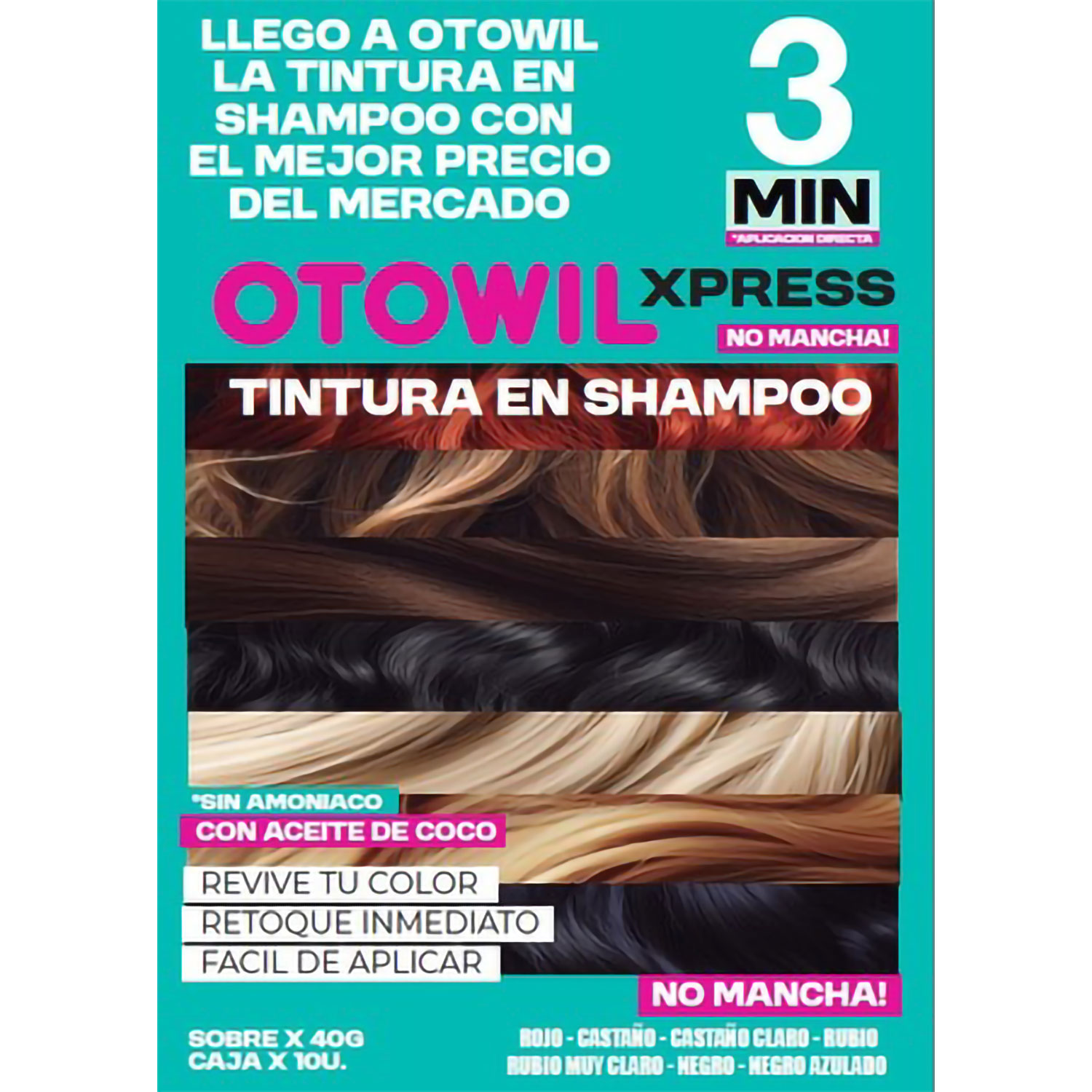 Tintura en Shampoo Otowil Xpress Castaño Claro X 40 Gr - Imagen 3