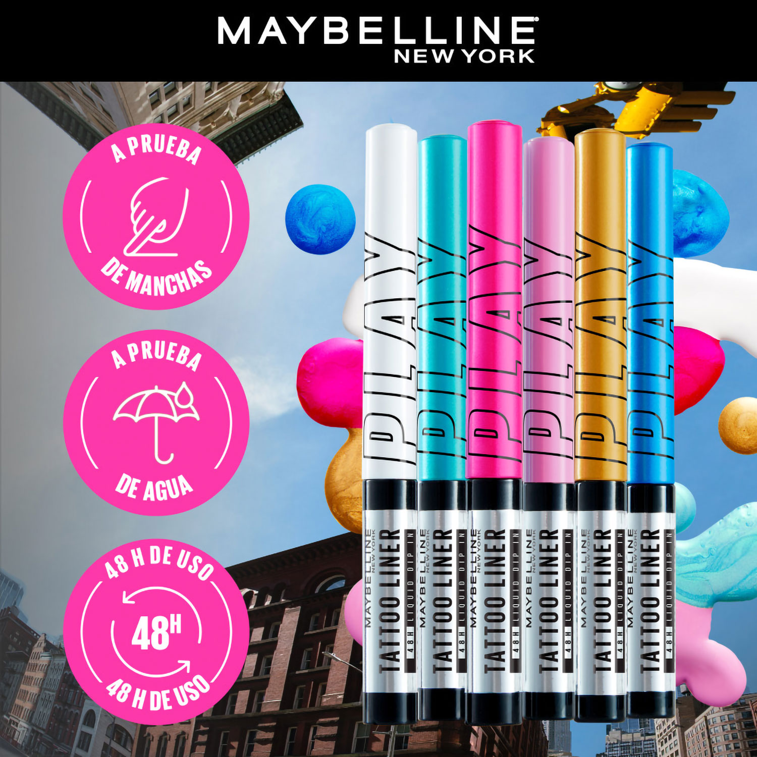 Delineador De Ojos Liquido Maybelline New York Tattoo Liner Play Punch X 2,1 Gr - Imagen 6