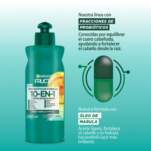 Crema para Peinar Garnier Fructis Probióticos Fuerza X 250 Ml - Imagen 4