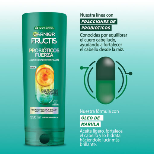 Acondicionador Garnier Fructis Probióticos Fuerza X 350 Ml - Imagen 4