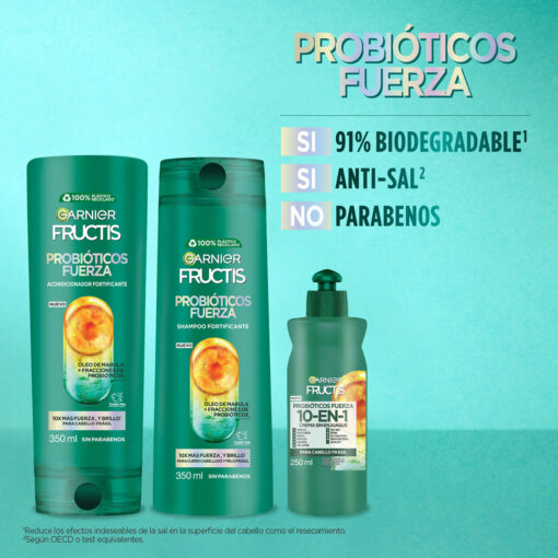 Acondicionador Garnier Fructis Probióticos Fuerza X 350 Ml - Imagen 8