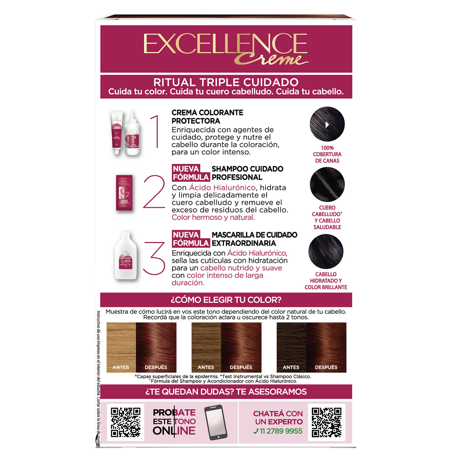 Tintura Permanente en Kit Loreal Paris Excellence 4.45 Castaño Cobrizo Caoba X 1 U - Imagen 3