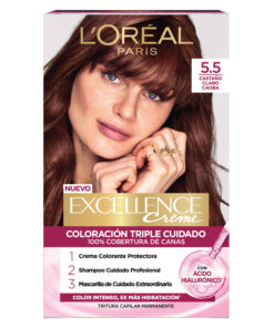Tintura Permanente en Kit Loreal Paris Excellence 5.5 Castaño Claro Caoba X 1 U