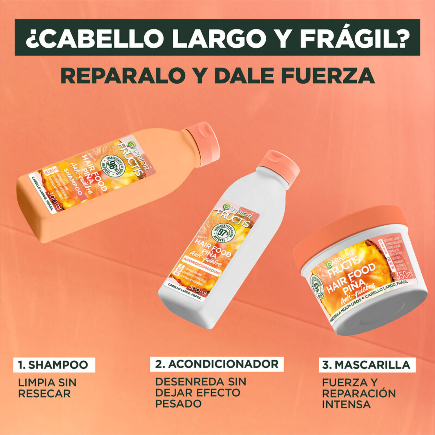 Crema de tratamiento Garnier Fructis Hair Food X 350 Gr - Imagen 3