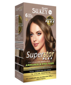 Tintura Permanente En Kit Silkey Superstar Plex 6 Rubio Oscuro Natural X 1 U