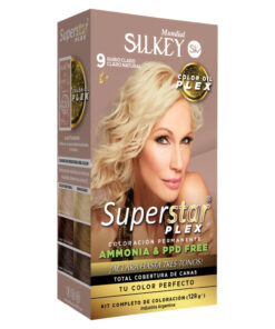 Tintura Permanente En Kit Silkey Superstar Plex 9 Rubio Claro Claro Natural X 1 U