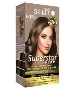 Tintura Permanente En Kit Silkey Superstar Plex 6,1 Rubio Oscuro Ceniza X 1 U