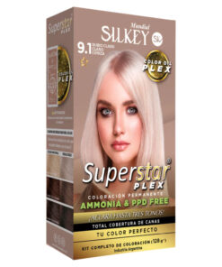 Tintura Permanente En Kit Silkey Superstar Plex 9,1 Rubio Claro Claro Ceniza X 1 U