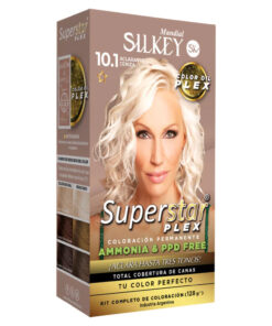 Tintura Permanente En Kit Silkey Superstar Plex 10,1 Aclarante Ceniza X 1 U