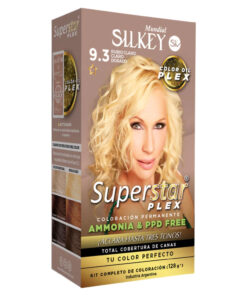 Tintura Permanente En Kit Silkey Superstar Plex 9,3 Rubio Claro Claro Dorado X 1 U