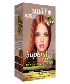 Tintura Permanente En Kit Silkey Superstar Plex 8,35 Rubio Claro Dorado Cobrizo X 1 U
