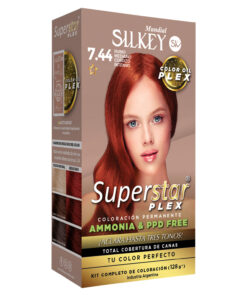 Tintura Permanente En Kit Silkey Superstar Plex 7,44 Rubio Mediano Cobrizo Intenso X 1 U