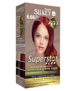 Tintura Permanente En Kit Silkey Superstar Plex 6,66 Rubio Oscuro Rojizo Intenso X 1 U