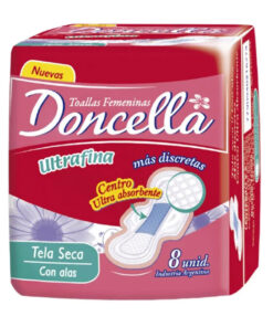 Toallas Femeninas Doncella Ultrafinas Tela Seca con Alas X 8 U