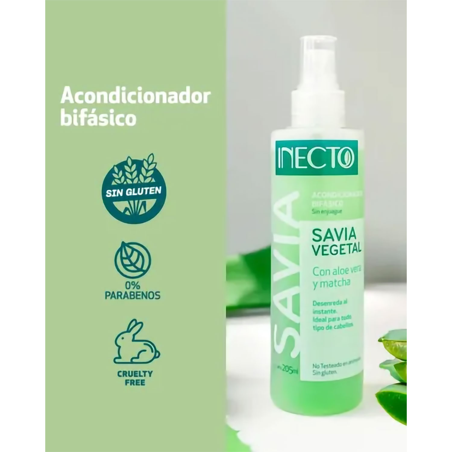 Acondicionador Bifasico Inecto Savia Vegetal X 205 Ml - Imagen 3