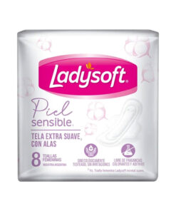 Toallitas Ladysoft Piel Sensible Tela Extra Suave Con Alas X 8 U