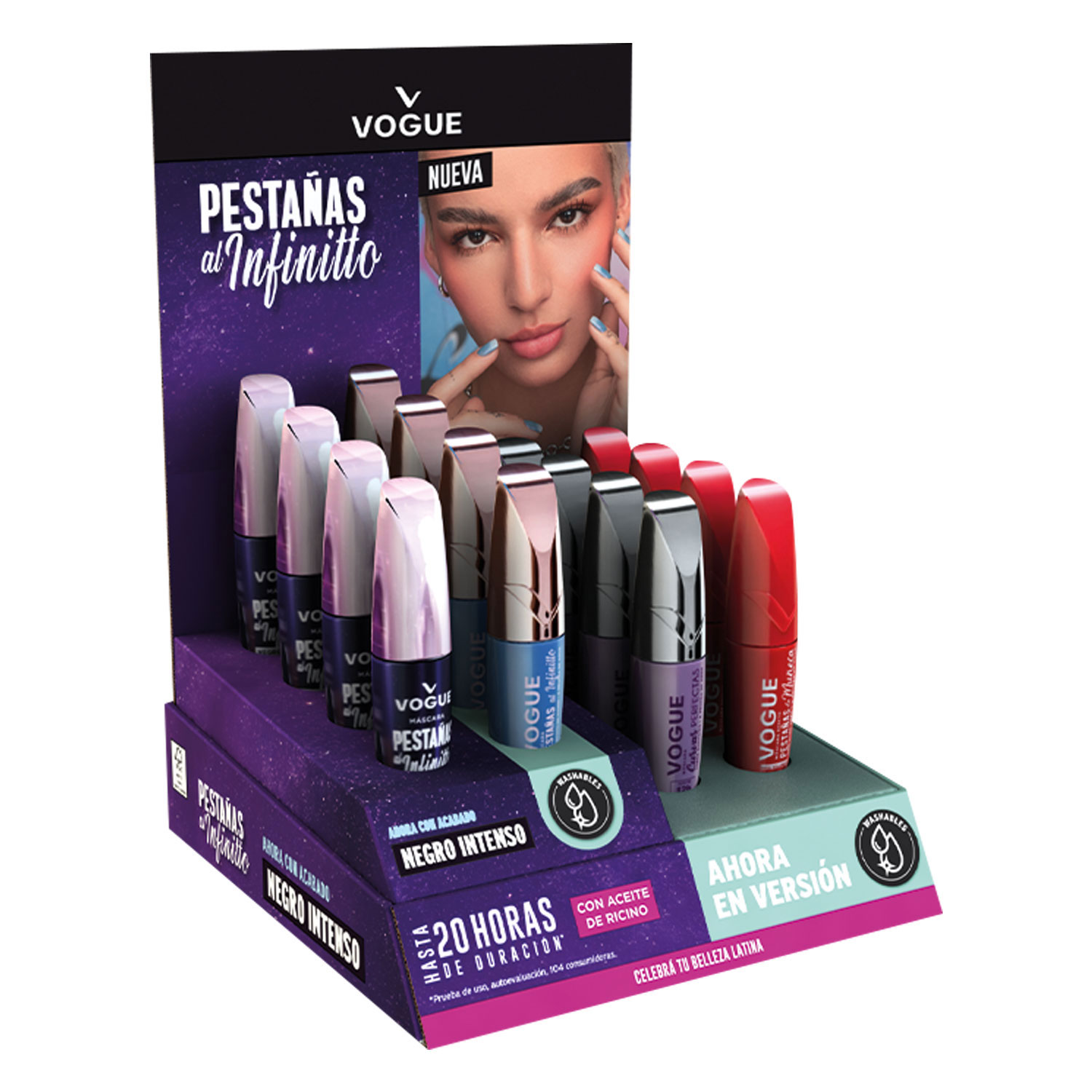 Exhibidor Máscaras de Pestañas Vogue Pestañas al Infinitto X 12 U