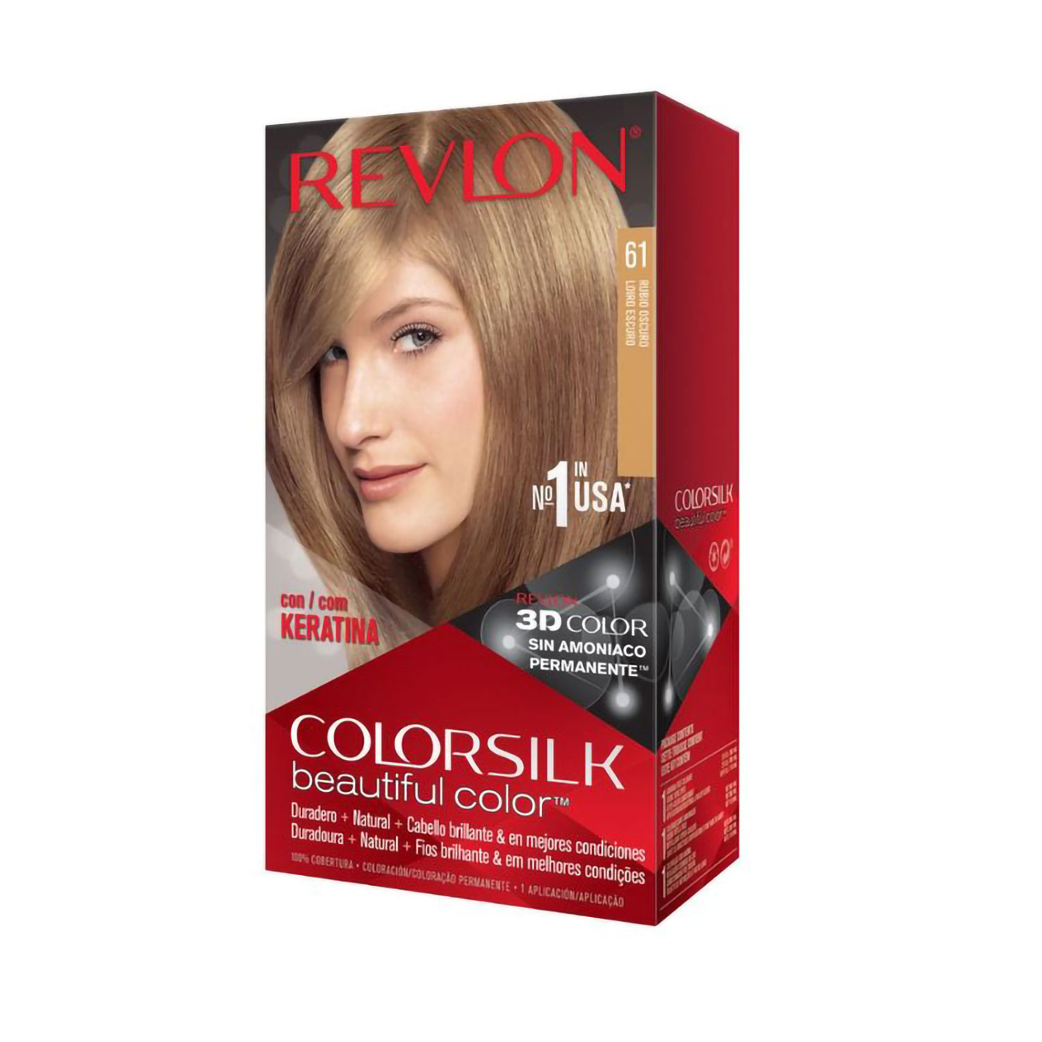 Kit de Tintura Permanente Revlon Colorsilk 61 Dark Blonde X 1 U